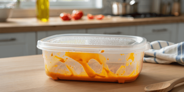 L’astuce toute simple pour récupérer vos boîtes en plastique tachées par la sauce