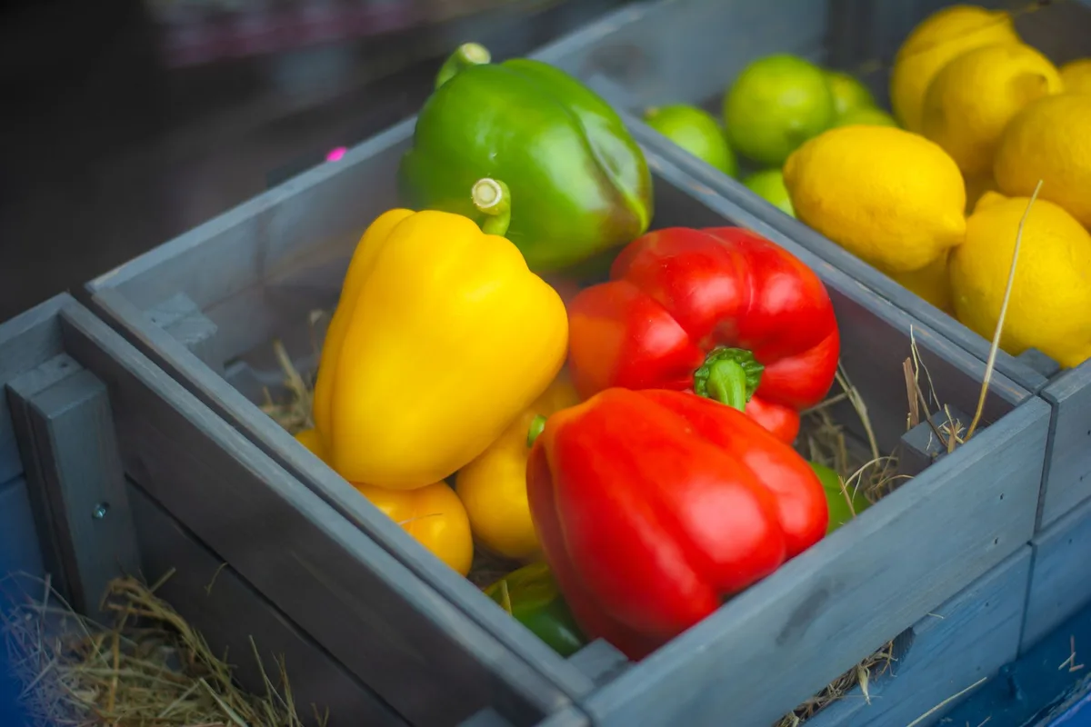 Aliments colorés riches en vitamine C : agrumes, poivrons et baies